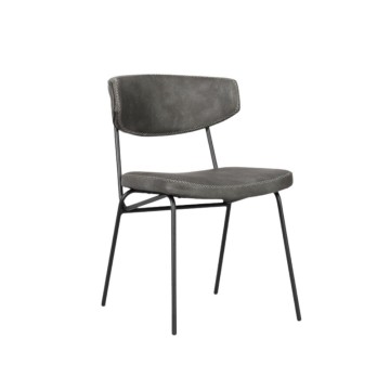 Chaise vintage grise avec pieds en métal noir Callisto