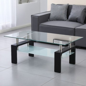 Table basse noire avec deux plateaux en verre Titania 110x60x44h