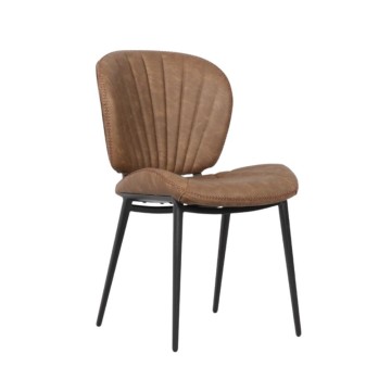 Chaise avec pieds en métal noir de couleur gris tourterelle vintage Elice
