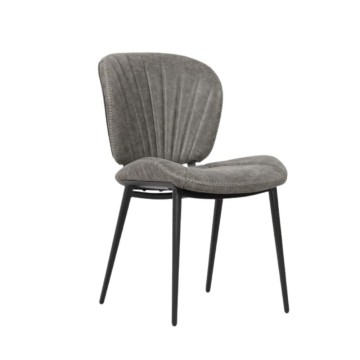 Chaise Elice avec pieds en métal noir de couleur gris clair