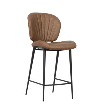 Tabouret Elice avec pieds en métal noir de couleur gris tourterelle vintage