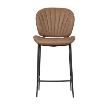 Tabouret Elice avec pieds en métal noir de couleur gris tourterelle vintage