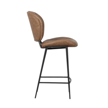 Tabouret Elice avec pieds en métal noir de couleur gris tourterelle vintage