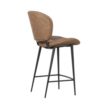 Tabouret Elice avec pieds en métal noir de couleur gris tourterelle vintage