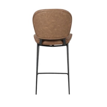 Tabouret Elice avec pieds en métal noir de couleur gris tourterelle vintage
