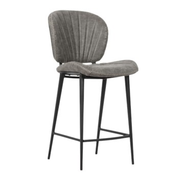 Tabouret Elice avec pieds en métal noir, coloris gris clair