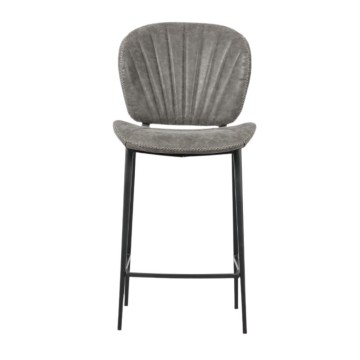 Tabouret Elice avec pieds en métal noir, coloris gris clair