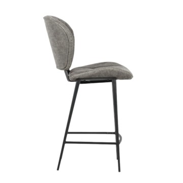 Tabouret Elice avec pieds en métal noir, coloris gris clair