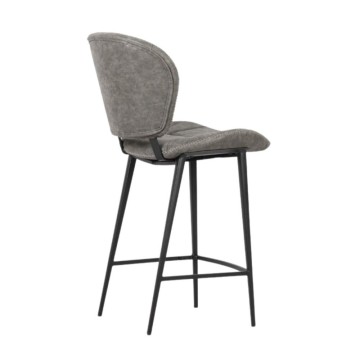 Tabouret Elice avec pieds en métal noir, coloris gris clair