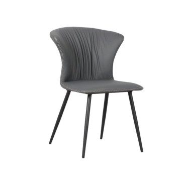Chaise avec pieds en métal noir et dossier enveloppant de couleur anthracite Core