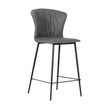 Tabouret avec pieds en métal noir et dossier enveloppant de couleur anthracite Core