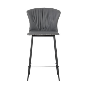 Tabouret avec pieds en métal noir et dossier enveloppant de couleur anthracite Core