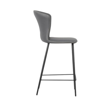 Tabouret avec pieds en métal noir et dossier enveloppant de couleur anthracite Core