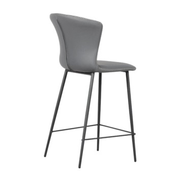 Tabouret avec pieds en métal noir et dossier enveloppant de couleur anthracite Core