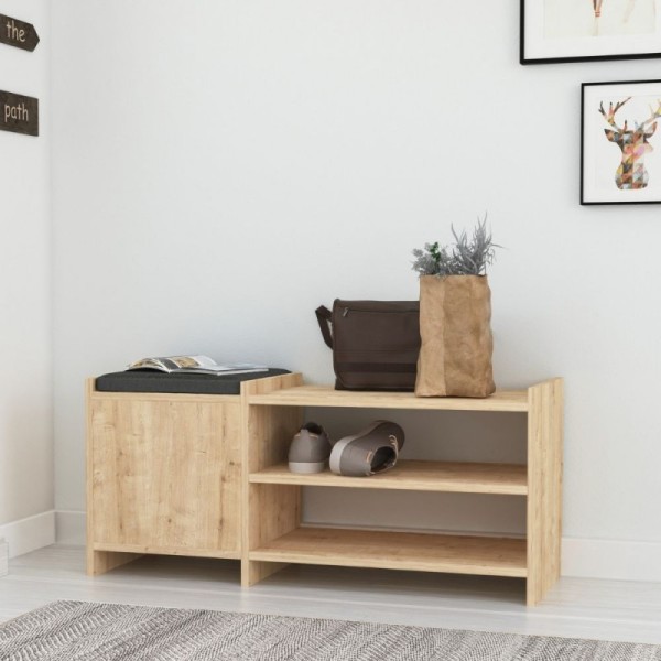 Meuble à chaussures avec porte et étagères Sunno chêne 100x35x44 Meuble à chaussures avec porte et étagères Sunno chêne 100x35x44