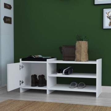 Sunno blanc 100x35x44 meuble à chaussures avec porte et étagères
