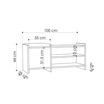 Sunno blanc 100x35x44 meuble à chaussures avec porte et étagères