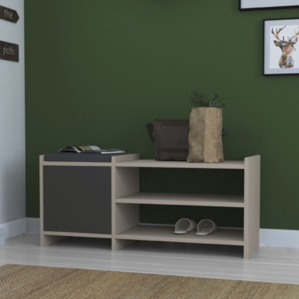 Meuble à chaussures avec porte et étagères Sunno gris tourterelle et anthracite 100x35x44 Meuble à chaussures avec porte et étagères Sunno gris tourterelle et anthracite 100x35x44