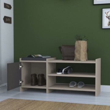 Banc à chaussures avec porte et étagères Sunno gris tourterelle et anthracite 100x35x44