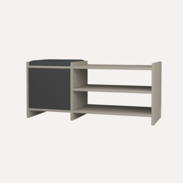 Banc à chaussures avec porte et étagères Sunno gris tourterelle et anthracite 100x35x44