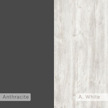Meuble TV vintage blanc et cadre anthracite avec 2 portes Klappe 125.5x33x56.5