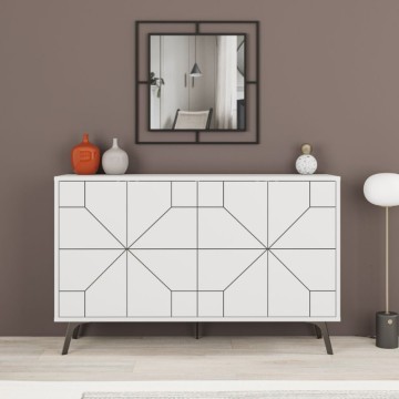 Buffet blanc 4 portes avec design géométrique Dune 123x35x77,4