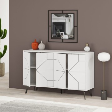 Buffet blanc 4 portes avec design géométrique Dune 123x35x77,4