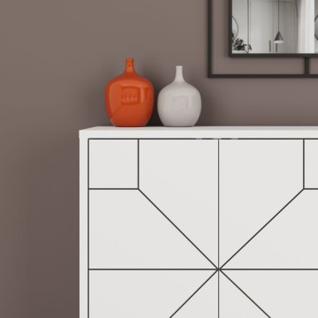 Buffet blanc 4 portes avec design géométrique Dune 123x35x77,4