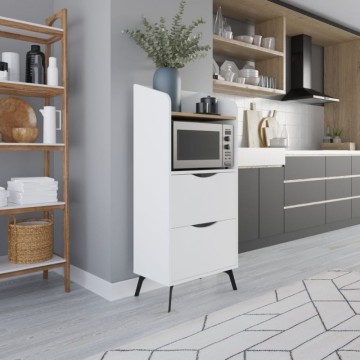 Meuble polyvalent avec tiroirs taupe et étagère en chêne Gorki