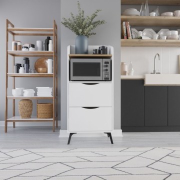 Meuble polyvalent avec tiroirs taupe et étagère en chêne Gorki