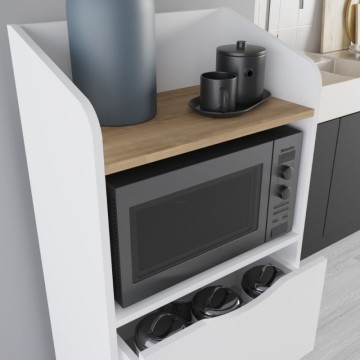 Meuble polyvalent avec tiroirs taupe et étagère en chêne Gorki