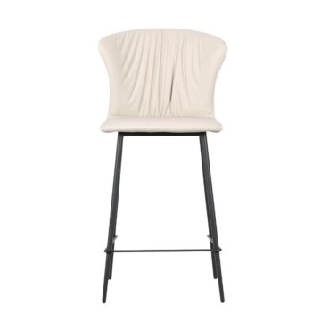 Tabouret avec pieds en métal noir et dossier enveloppant beige Core