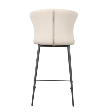 Tabouret avec pieds en métal noir et dossier enveloppant beige Core