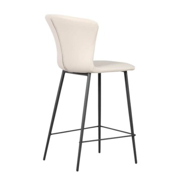 Tabouret avec pieds en métal noir et dossier enveloppant beige Core