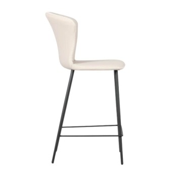 Tabouret avec pieds en métal noir et dossier enveloppant beige Core