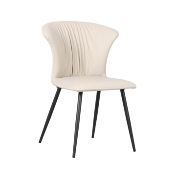 Chaise avec pieds en métal noir et dossier enveloppant beige Core