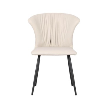 Chaise avec pieds en métal noir et dossier enveloppant beige Core