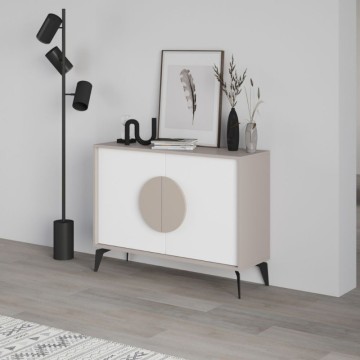 Buffet 2 portes gris tourterelle et blanc Gora110 110x35,6x82