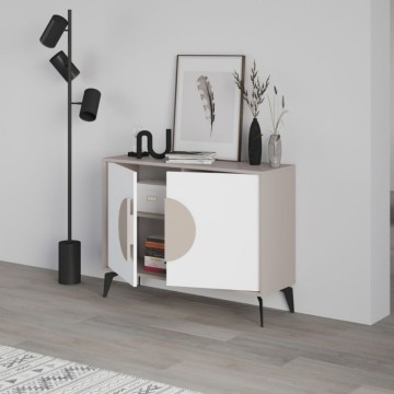 Buffet 2 portes gris tourterelle et blanc Gora110 110x35,6x82