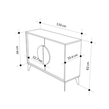 Buffet 2 portes gris tourterelle et blanc Gora110 110x35,6x82