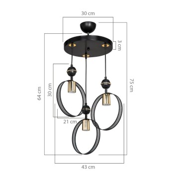 Lampe suspendue Esin avec trois douilles circulaires MDL4423