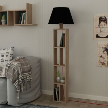 Lampadaire en bois de chêne avec bibliothèque Jour 45x163.5
