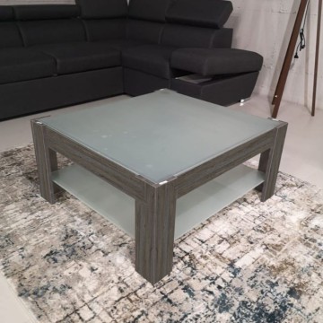Table basse d'appoint foncée avec double plateau en verre Homy