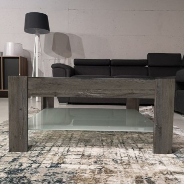 Table basse d'appoint foncée avec double plateau en verre Homy Table basse d'appoint foncée avec double plateau en verre Homy