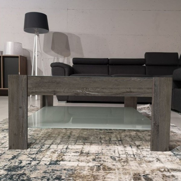 Table basse d'appoint foncée avec double plateau en verre Homy Table basse d'appoint foncée avec double plateau en verre Homy