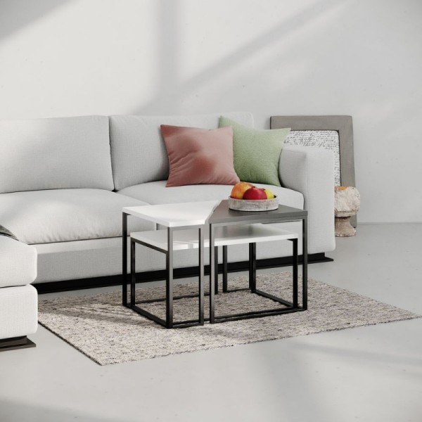OhLady 3 tables basses blanches et anthracite OhLady 3 tables basses blanches et anthracite
