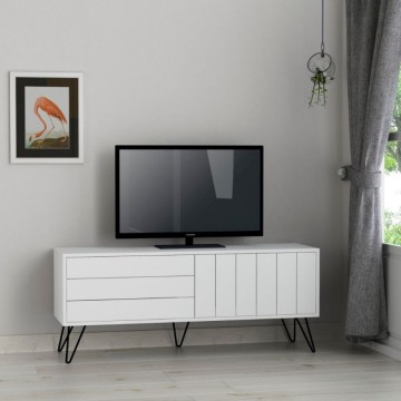 Meuble TV blanc avec deux portes battantes Piccadilly 139x36x57