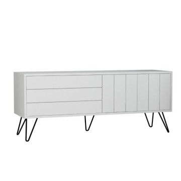 Meuble TV blanc avec deux portes battantes Piccadilly 139x36x57