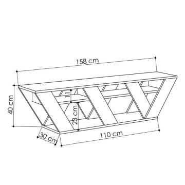 Meuble TV Ralla blanc 158x30x40h