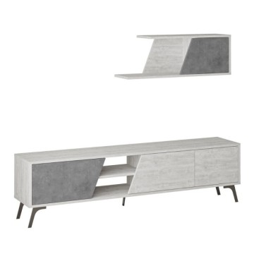 Fiona 180X35.6X48 meuble TV en béton blanc vintage avec étagère murale